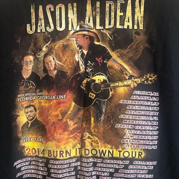 Jason Aldean Burn It Down Tour 2014 Jerzees Concert Tour Tshirt. Size XL - Picture 2 of 6